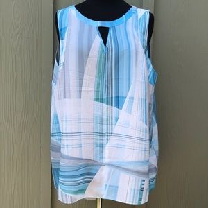 Blue and White Blouse